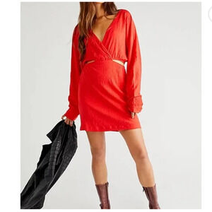 NEW!  Free People Beach Red Stasia Mini Dress  - Medium
